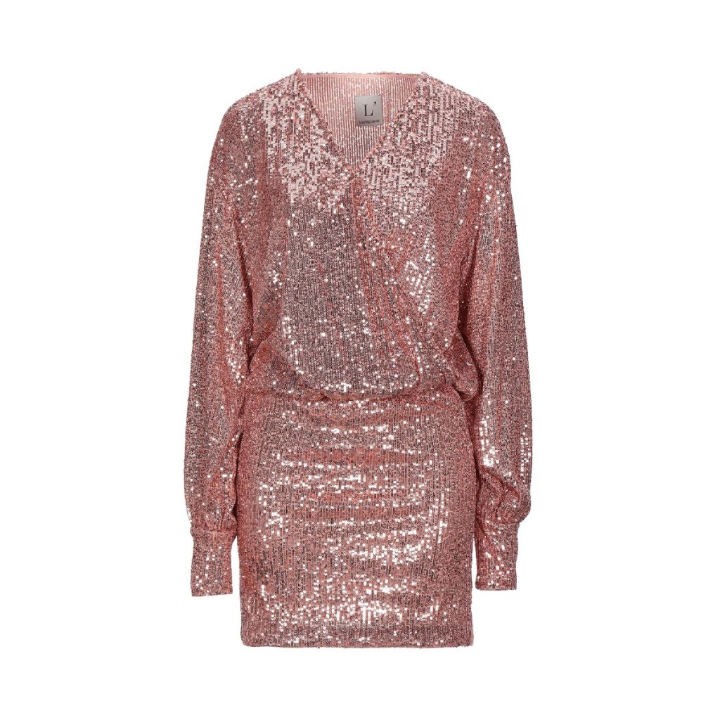 L' Autre Chose | Sequin Wrap Style Dress In Pastel Pink